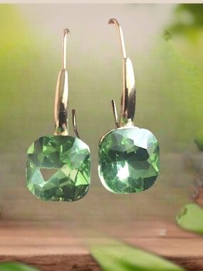 Green  Crystal Drop Earrings